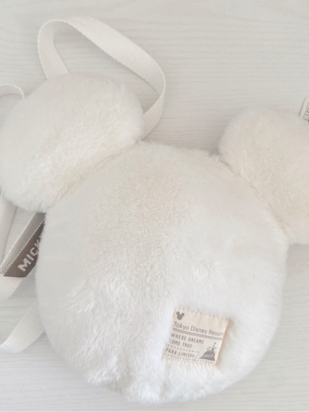 Tokyo Disney fuzzy Mickey Mouse white crossbody bag